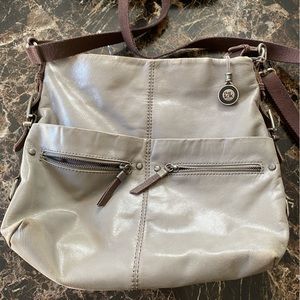 The Sak Soft Taupe Leather Large Crossbody Bag